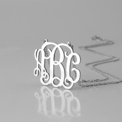 Personalized Monogram Necklace - Silver Monogram..