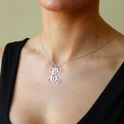 Tiny Monogram Handmade Necklace Pendant Single..